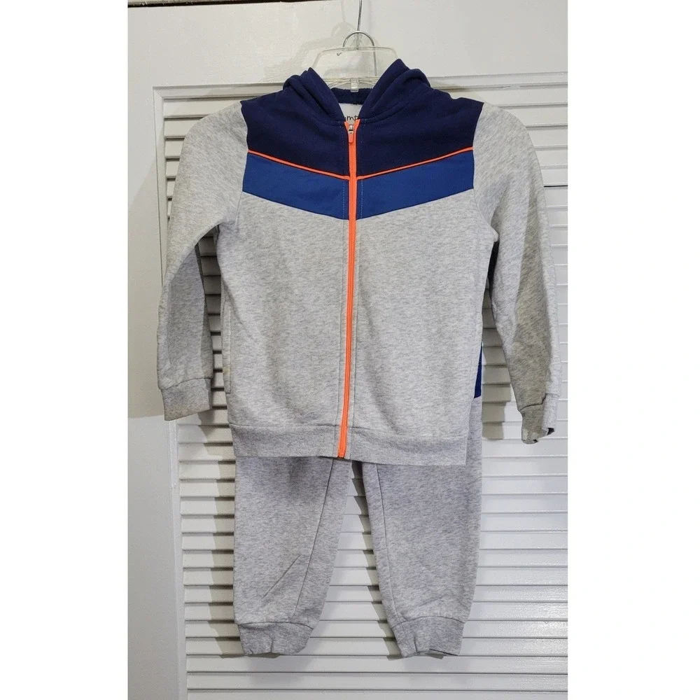 Activewear Kids Size 6 Gray Blue Tracksuit Hoodie & Joggers by Jumping Bean Set